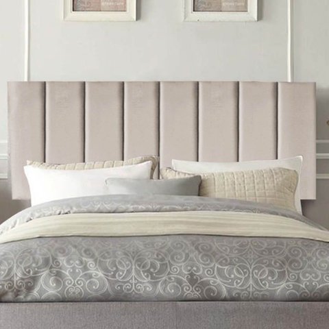 Painel Estofado Luxo Carla 195cm King Size para Cama Box Corino Bege - Gat Magazine