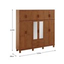 Ver imagem 3 de Guarda-Roupa 12 Portas Bipartido com Espelho Madeira Maciça Marrom/Castanho