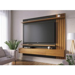 Painel para Tv Home Suspenso Juriti 1.8 Noce Milano Preto Acetinado – Colibri - 6