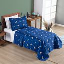 Ver imagem 3 de Kit Cobre Leito Colcha Solteiro Infantil Fantasy Dupla Face Microfibra 2 Peças - Galáxia Azul Marinh