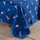 Ver imagem 5 de Kit Cobre Leito Colcha Solteiro Infantil Fantasy Dupla Face Microfibra 2 Peças - Galáxia Azul Marinh