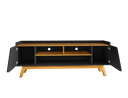 Ver imagem 4 de Rack para TV até 65 Polegadas MDF 160cm Pés em Madeira Maciça Turim 2 Portas 1 Prateleira Preto
