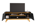 Ver imagem 3 de Rack para TV até 65 Polegadas MDF 160cm Pés em Madeira Maciça Turim 2 Portas 1 Prateleira Preto