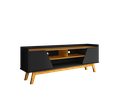 Ver imagem 6 de Rack para TV até 65 Polegadas MDF 160cm Pés em Madeira Maciça Turim 2 Portas 1 Prateleira Preto