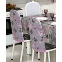 Ver imagem 2 de Kit 6 Capas Encosto de Cadeira de Aço Tubular Cozinha Malha Gel Estampa Divertida Borboleta Cinza e 