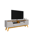 Ver imagem 2 de Rack para TV até 70 Polegadas MDF 180cm Pés em Madeira Maciça 2 Portas 1 Gaveta 2 Nichos Decor Branco
