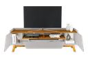 Ver imagem 5 de Rack para TV até 70 Polegadas MDF 180cm Pés em Madeira Maciça 2 Portas 1 Gaveta 2 Nichos Decor Branco