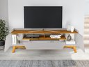 Ver imagem 4 de Rack para TV até 70 Polegadas MDF 180cm Pés em Madeira Maciça 2 Portas 1 Gaveta 2 Nichos Decor Branco