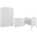 Ver imagem 2 de Quarto Bebê Completo Berço Americano Provençal 2em1 Guarda Roupas 4 Portas Cômoda 1 Porta 100%