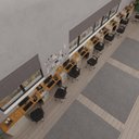 Ver imagem 2 de Conjunto de Escritório Noruega 8 Livreiro 2 Buffet e 9 Mesas 90cm - Via Nossa - Off White e Cedro