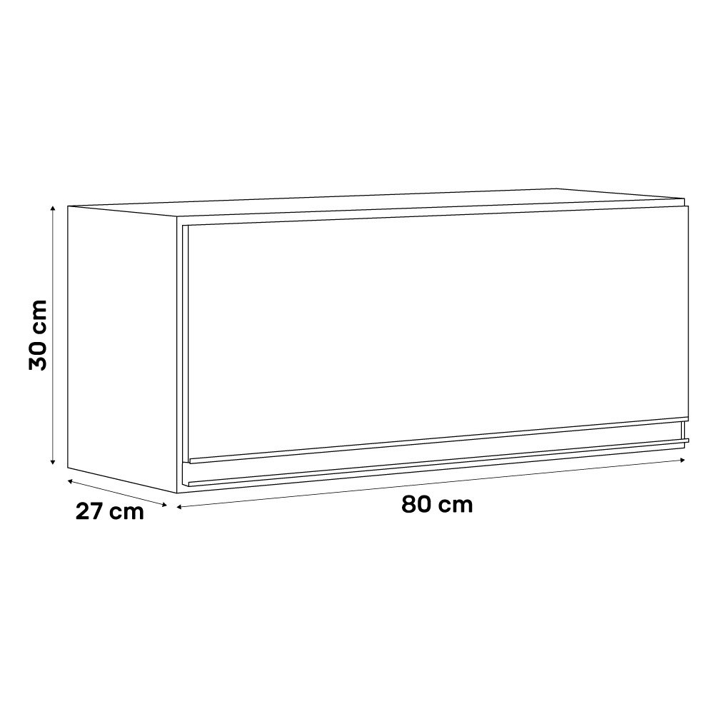 Armário Aéreo Multiuso Geladeira Lux 80cm 100% MDF 01 Porta Basculante Branco TX Fosco - Desk - 4