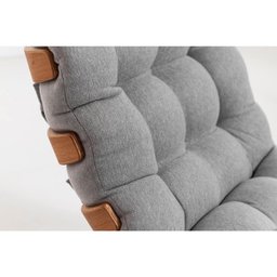 Kit Poltrona Costela com Puff para Sala Linho Cinza - 6
