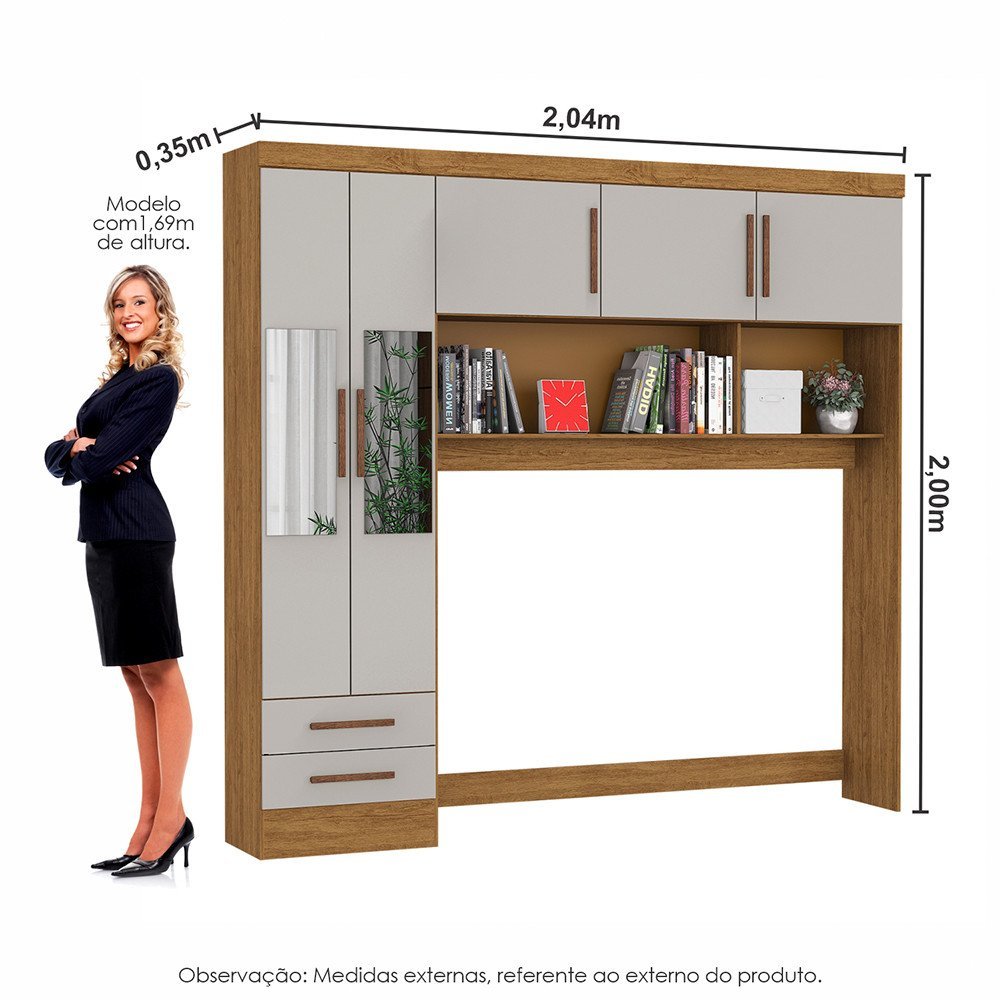 Guarda Roupa Modulado Paris 5 Portas com Espelho e 2 Gavetas - 7