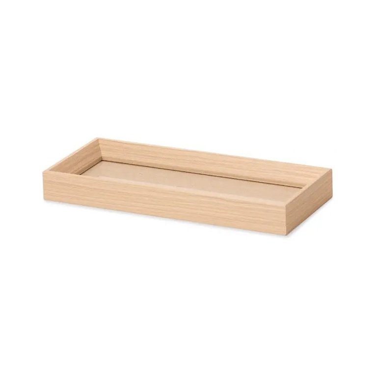 Bandeja Retangular em MDF Bege Claro com Linho 38 X 18 X 3CM MART 15679