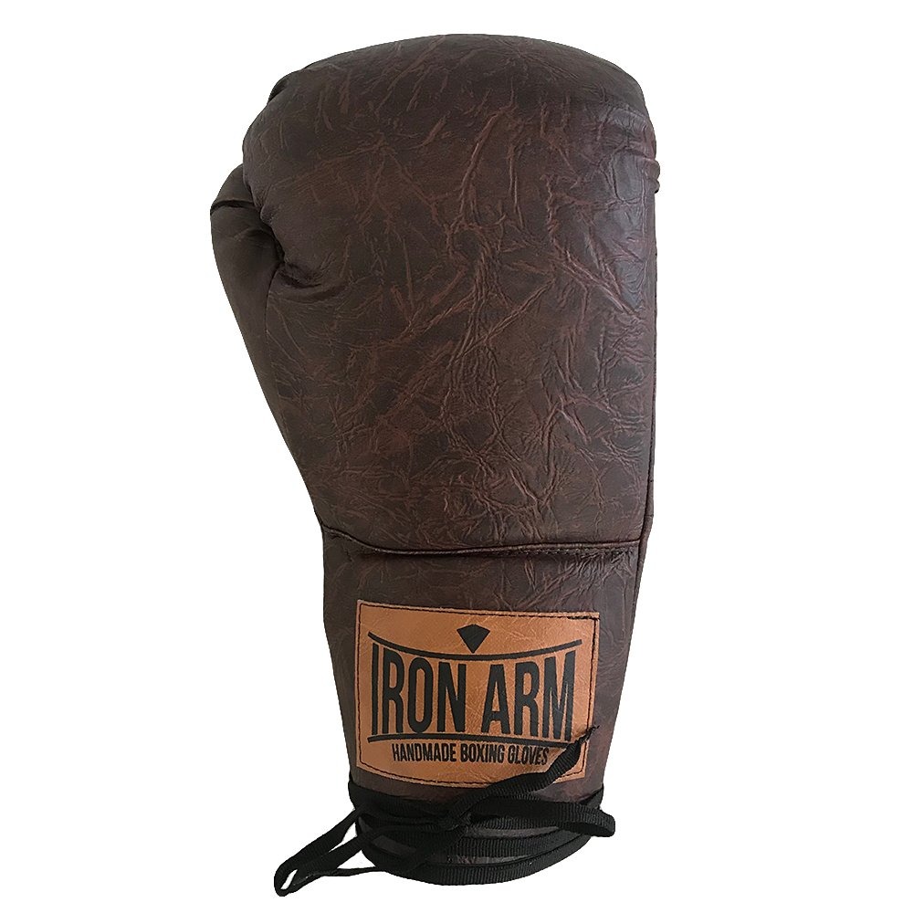 Kit Luva de Boxe Iron Arm Classic Café Cadarço + Bandagem Amarela 3m + Protetor Bucal - 4
