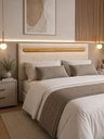 Ver imagem 4 de Cabeceira de Cama Box Gabriela Casal 140X Veludo:Veludo Bege