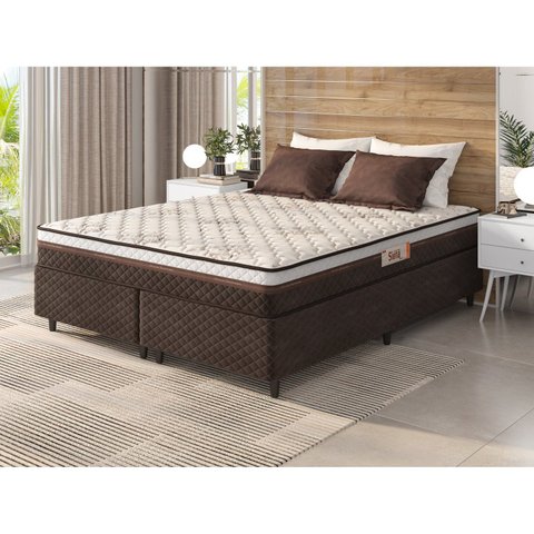 Cama Box Queen Molas Ensacadas Siena Special 158x198x58 Marrom Hellen Colchões