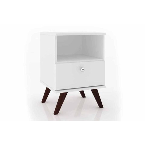 Mesa de Cabeceira Solteiro RT3019 c/ 1 Gaveta Branco - Movelbento