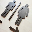 Ver imagem 3 de Quadro/placa Sinalização Mas/fem E Setas - Banheiro Unissex - Toque 3D:Bronze