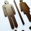 Ver imagem 2 de Quadro/placa Sinalização Mas/fem E Setas - Banheiro Unissex - Toque 3D:Bronze