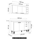 Ver imagem 4 de Armário de Cozinha Cp08 e Tampo 118cm Pérola Z34 Preto - Mpozenato