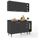 Ver imagem 1 de Armário de Cozinha Cp08 e Tampo 118cm Pérola Z34 Preto - Mpozenato