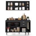 Ver imagem 5 de Armário de Cozinha Cp08 e Tampo 118cm Pérola Z34 Preto - Mpozenato