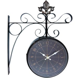 Relógio de Parede Dupla Face Retro Estação de Trem Vintage