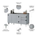 Ver imagem 4 de Balcão de Cozinha com Pia Inox 150cm 4 Portas Marrocos Cinza Claro - Lumil Lumil Móveis