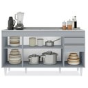 Ver imagem 6 de Balcão de Cozinha com Pia Inox 150cm 4 Portas Marrocos Cinza Claro - Lumil Lumil Móveis