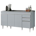 Ver imagem 3 de Balcão de Cozinha com Pia Inox 150cm 4 Portas Marrocos Cinza Claro - Lumil Lumil Móveis