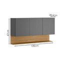 Ver imagem 3 de Armario Aereo 3 Portas 120 Cm Line Gris Cp Freijo Ktp