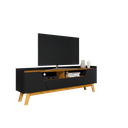 Ver imagem 3 de Rack para TV até 70 Polegadas MDF 180cm Pés em Madeira Maciça 2 Portas 1 Gaveta 2 Nichos Decor Preto