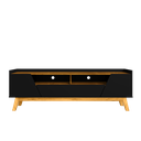 Ver imagem 7 de Rack para TV até 70 Polegadas MDF 180cm Pés em Madeira Maciça 2 Portas 1 Gaveta 2 Nichos Decor Preto