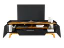 Ver imagem 6 de Rack para TV até 70 Polegadas MDF 180cm Pés em Madeira Maciça 2 Portas 1 Gaveta 2 Nichos Decor Preto