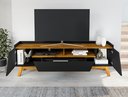 Ver imagem 2 de Rack para TV até 70 Polegadas MDF 180cm Pés em Madeira Maciça 2 Portas 1 Gaveta 2 Nichos Decor Preto
