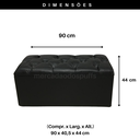 Ver imagem 2 de Bau Solteiro Capitonê Pé de Cama Decoração Guarda Objetivos - Preto Corino