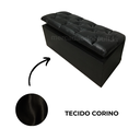 Ver imagem 4 de Bau Solteiro Capitonê Pé de Cama Decoração Guarda Objetivos - Preto Corino