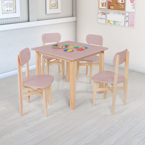 Kit Colore Mesa com 4 Cadeiras Infantil:rose