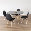 Ver imagem 2 de Conjunto Sala de Jantar Mesa Eiffel 120x75cm Tampo MDF Preto com 4 Cadeiras Eiffel Botonê