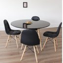 Ver imagem 1 de Conjunto Sala de Jantar Mesa Eiffel 120x75cm Tampo MDF Preto com 4 Cadeiras Eiffel Botonê 
