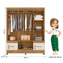 Ver imagem 4 de Guarda Roupa Casal Ambiente Ms912 e Cômoda Ms913 Freijó Off White - Moval