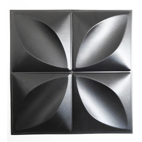 Placa Pianel PVC Pétalas Preto 3d Revestimento de Parede Decorativa 50cm