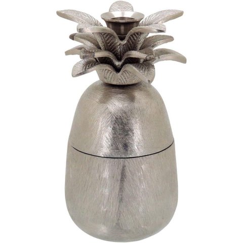 Neroly Castiçal 20x10x10cm Metal Prata Abacaxi