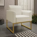 Ver imagem 7 de Kit Namoradeira e 2 Poltronas Decorativas Base Industrial Dourada Maressa A19 Linho Grosso Bege -