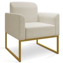 Ver imagem 6 de Kit Namoradeira e 2 Poltronas Decorativas Base Industrial Dourada Maressa A19 Linho Grosso Bege -