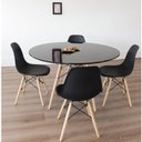 Ver imagem 1 de Conjunto Sala de Jantar Mesa Eiffel 120x75cm Tampo MDF com 4 Cadeiras Eiffel PP Preto