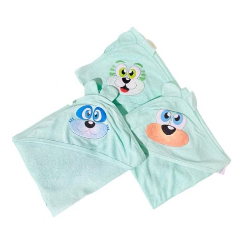 Toalha de Banho Bebe Mafessoni Orelhinha C/capuz: Verde