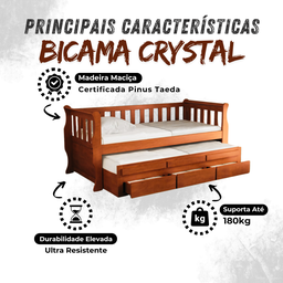 Bicama 3 Gavetas Crystal Cor Avelã + 2 Colchões Ortobom D28 - 7