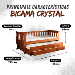 Bicama 3 Gavetas Crystal Cor Avelã + 2 Colchões Ortobom D28 - 5